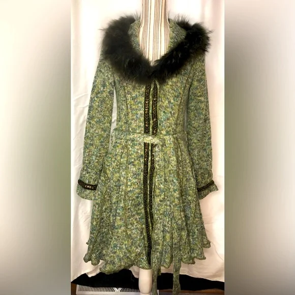 Fantazia long green sweater/coat - Picture 2 of 12